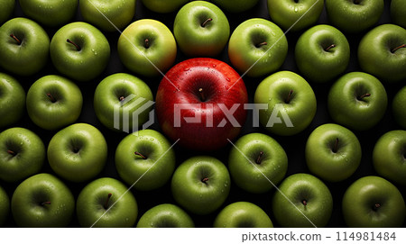 Apple fresh  ripe Apple , splash water , white background , Generate AI 114981484