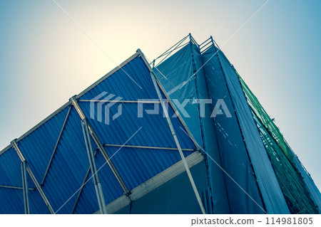 Construction site fall prevention fence a-3 Warm colors added Construction site fall prevention fence a-3 Warm colors added 114981805