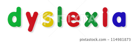 Dyslexia word in coloured magnetic letters Dyslexia word in coloured magnetic letters 114981873