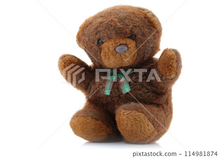 Brown Teddy Bear with tartan bow Brown Teddy Bear with tartan bow 114981874