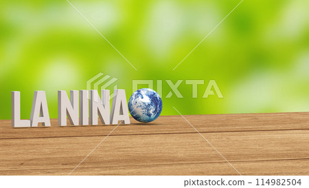 The La Nina word and earth for global warming or climate change crisis 3d rendering. The La Nina word and earth for global warming or climate change crisis 3d rendering. 114982504