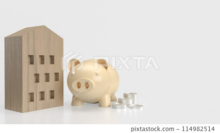 The piggy bank and wood house for property or...-插圖素材 [114982514] - PIXTA圖庫
