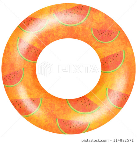 Illustration of a watermelon patterned swim ring 114982571