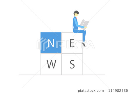 一名商人閱讀帶有新聞信件的報紙的插圖 114982586