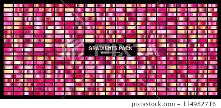 Rose gold glossy gradient, metal foil texture. Color swatch set. Collection of high quality gradients. Shiny metallic background. Design element. Vector illustration Rose gold glossy gradient, metal foil texture. Color swatch set. Collection of high quality gradients. Shiny metallic background. Design element. Vector illustration 114982716