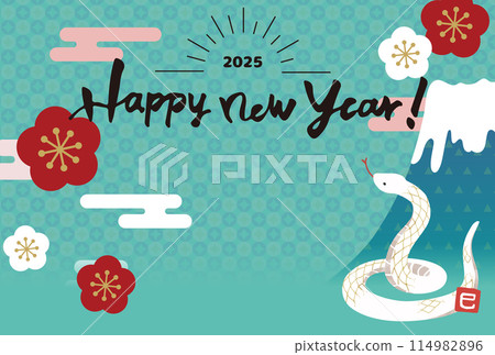 2025 New Year's card design Year of the Snake Illustration of a snake 114982896