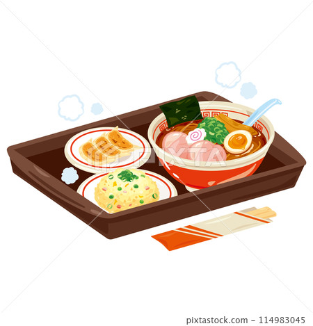 拉麵套餐放在托盤上 114983045