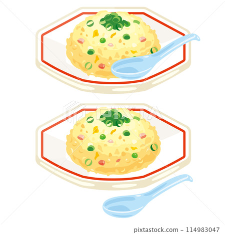 Fried rice served on a plate 114983047