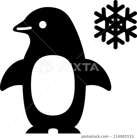 企鵝和雪花標記 114983553