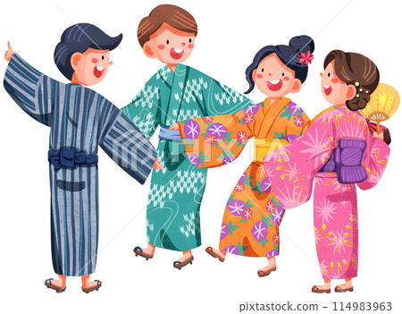 Hanabi festival watercolor illustration element concept 114983963