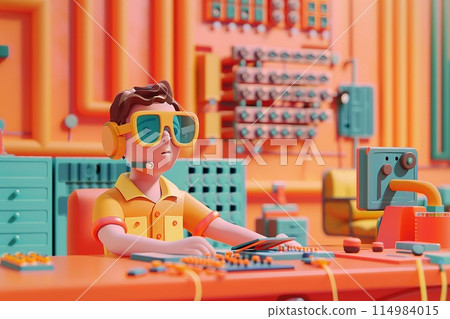 a visually impaired student using braille materials and adaptive equipment in a modern. 114984015