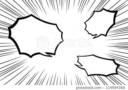 Manga-style background material with speech bubbles and focus lines (with tail) Manga-style background material with speech bubbles and focus lines (with tail) 114984368