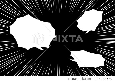 Speech bubble and concentrated line background illustration (with tail) Speech bubble and concentrated line background illustration (with tail) 114984370