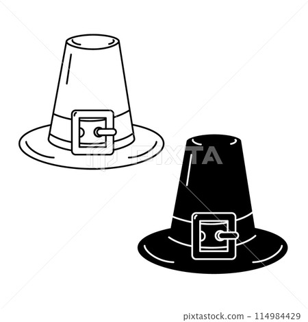 Pilgrim Hat Traditional Thanksgiving symbol Logo Icon design concept in minimalistic style Isolate 114984429