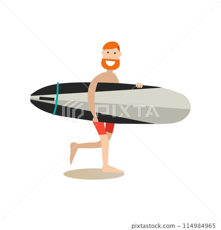 Surfer with surfboard vector illustration in flat style Surfer with surfboard vector illustration in flat style 114984965
