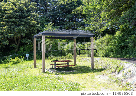 Higashinamekawa beach green bench in Hitachi City, Ibaraki Prefecture 114986568