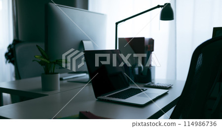 Desk with a computer Desk with a computer 114986736