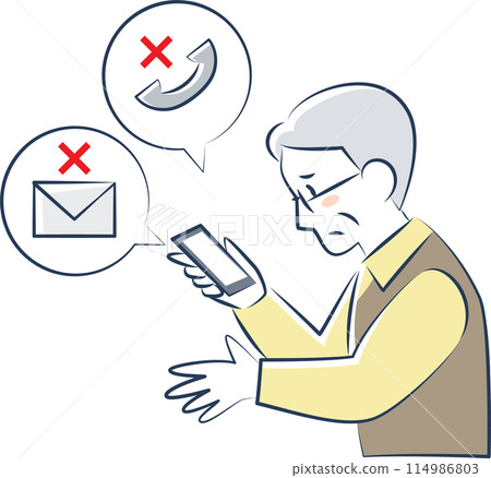 The upper body of a senior man having trouble using his smartphone 114986803