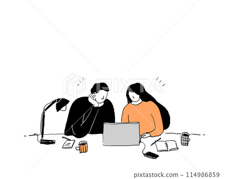 Man and woman looking at laptop 114986859
