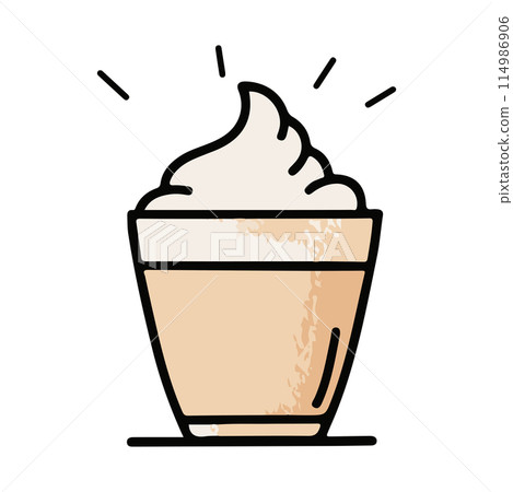 Flat simple vector illustration of a drink with cream Flat simple vector illustration of a drink with cream 114986906