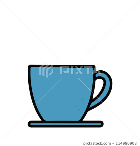 Flat and simple vector illustration of a blue mug Flat and simple vector illustration of a blue mug 114986908