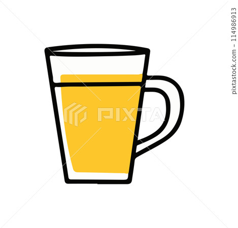 啤酒杯的平面和簡單向量圖解 啤酒杯的平面和簡單向量圖解 114986913