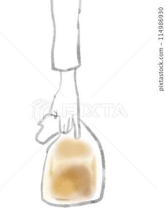手拿著一袋麵包 114986930
