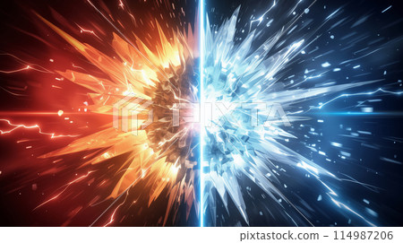 "A battle of relative red and blue energy." <AI generated material> 114987206