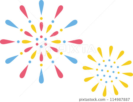 Two colorful fireworks vector illustration material 114987887