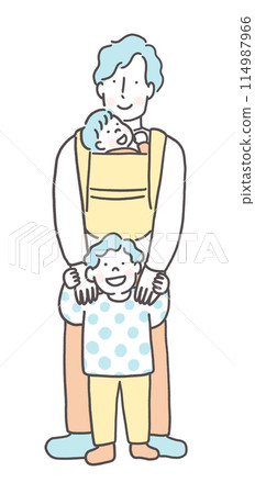 爸爸抱著一個嬰兒 114987966