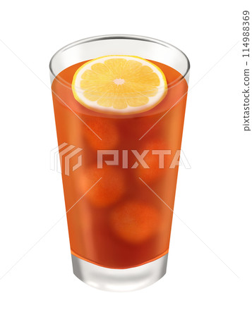 Ice lemon tea in a glass 114988369