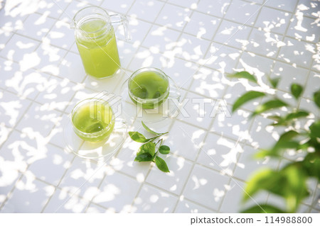 Image of summer green tea, cold tea enjoyed in the shade of a tree 114988800