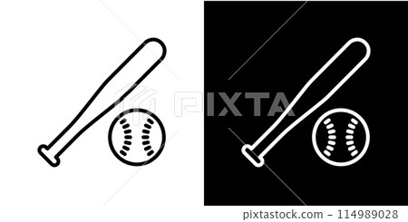 簡單的棒球棒和球圖標 簡單的棒球棒和球圖標 114989028