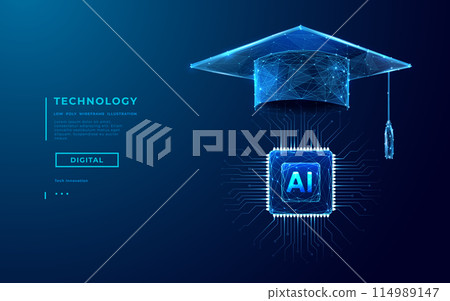 AI education or machine learning background. Abstract digital tech bg 114989147