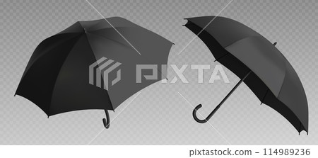 Black rain protection umbrella mockup 114989236