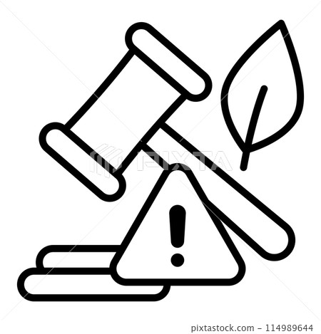 Environmental rules crisis icons with a gavel, a leaf and a warning symbol. Environmental rules crisis icons with a gavel, a leaf and a warning symbol. 114989644
