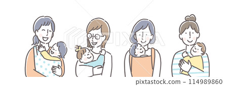 A mother holding a baby 114989860