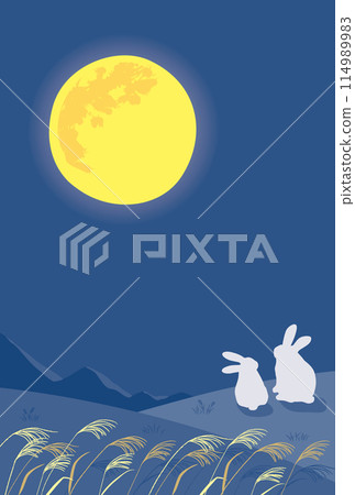 滿月和兔子背景圖 114989983