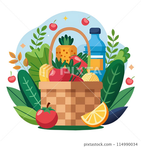 vegetables and fruits in basket 114990034
