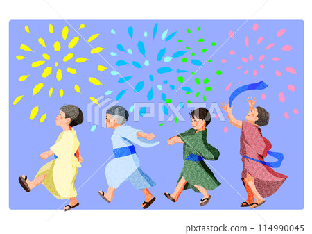 穿著浴衣參加節慶的孩子們 114990045