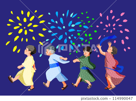 Children going to a festival in yukata Children going to a festival in yukata 114990047