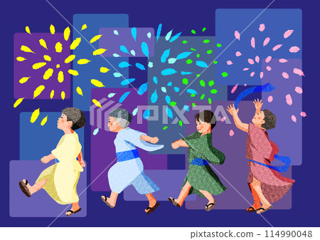 Children going to a festival in yukata Children going to a festival in yukata 114990048