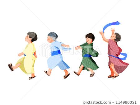 穿著浴衣參加節慶的孩子們 穿著浴衣參加節慶的孩子們 114990051
