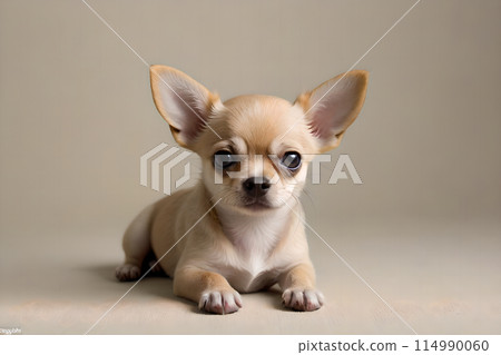 一隻可愛的吉娃娃幼犬趴在地上 一隻可愛的吉娃娃幼犬趴在地上 114990060