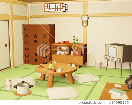 Illustration of a Showa retro room Illustration of a Showa retro room 114990155