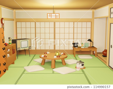 Illustration of a Showa retro room 114990157