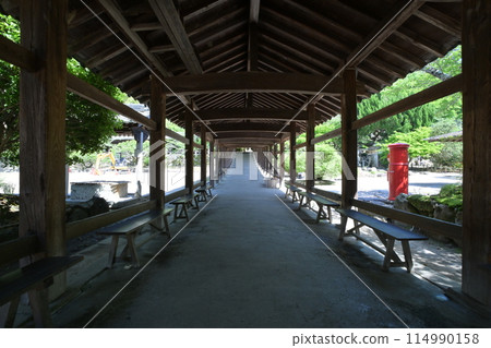 The shrine building and corridor of Kibitsu Shrine in Okayama City 114990158