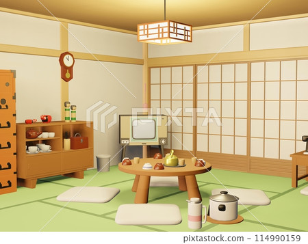 Illustration of a Showa retro room Illustration of a Showa retro room 114990159