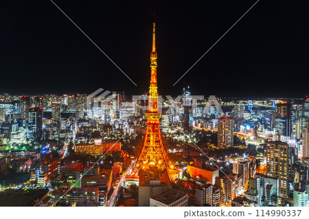 從麻布台之丘看到的東京夜景、東京鐵塔等[東京都港區] 114990337