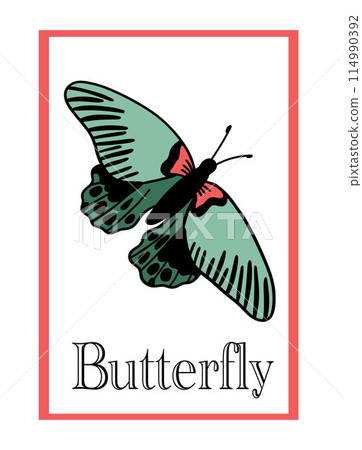 Poster with butterfly flat design set  114990392